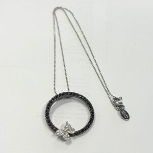 Nolan Miller Silver Tone Butterfly Necklace with Black and White Stones